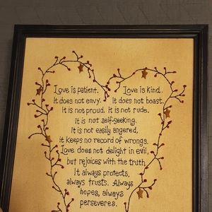 Wooden Framed Embroidered Plaque 1 Corinthians 13